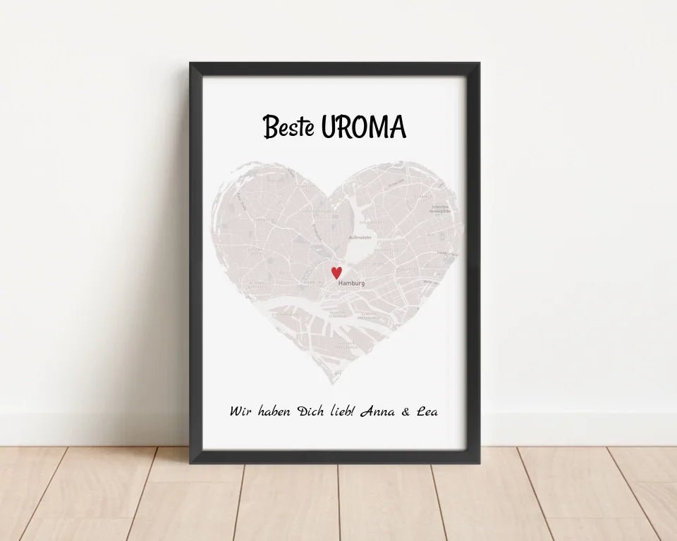 Uroma Stadtkarte Herz Geschenk Poster - Cantty