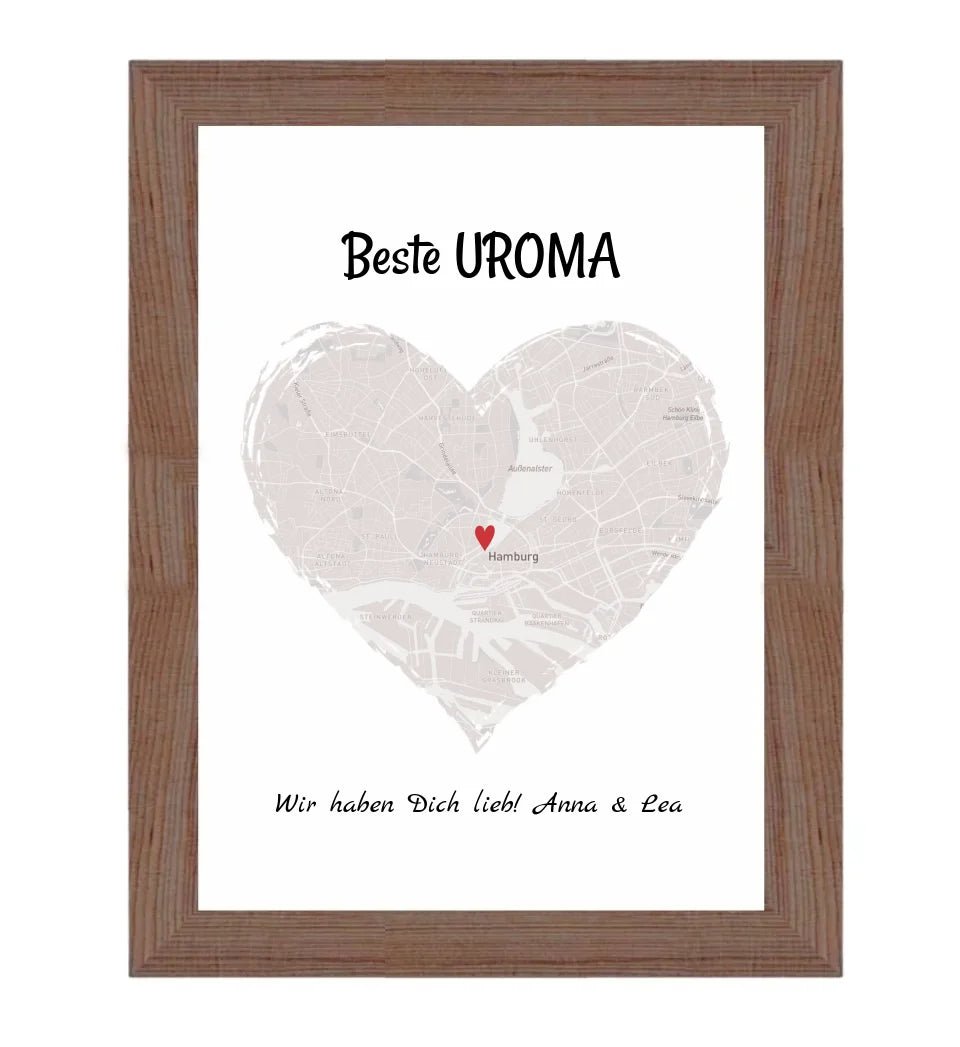 Uroma Stadtkarte Herz Geschenk Poster - Cantty