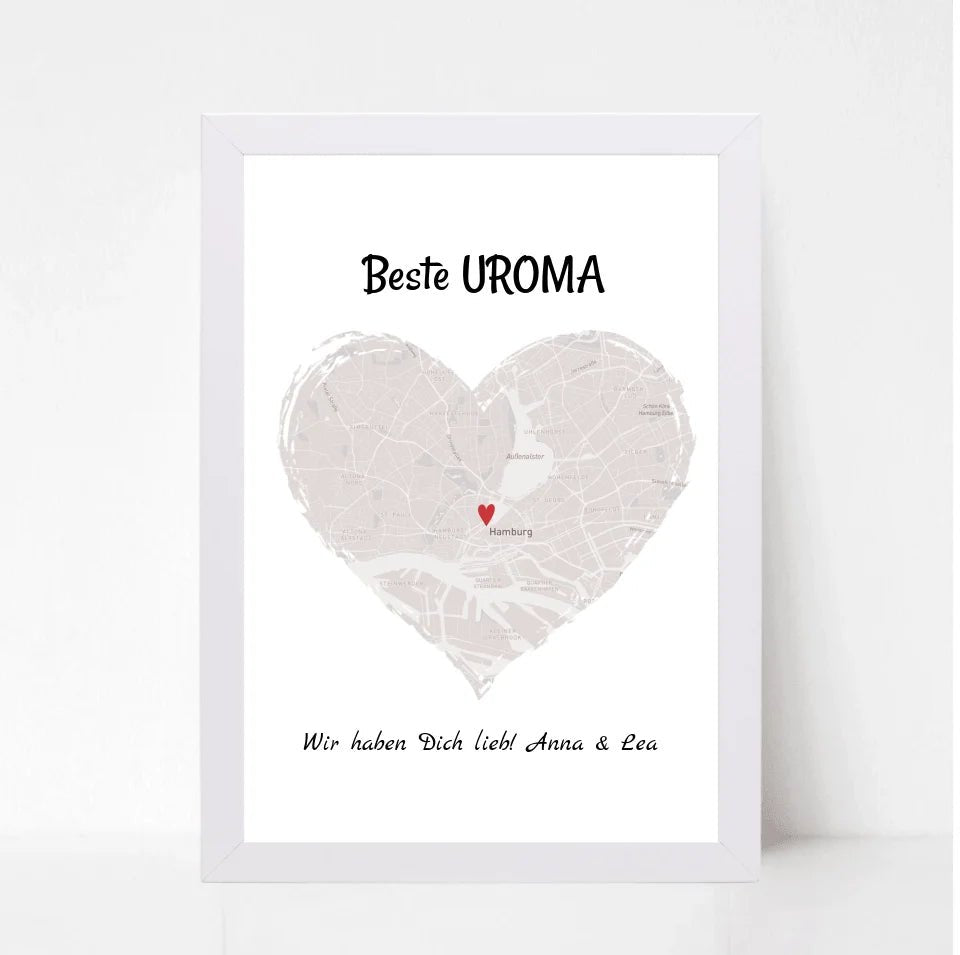 Uroma Stadtkarte Herz Geschenk Poster - Cantty