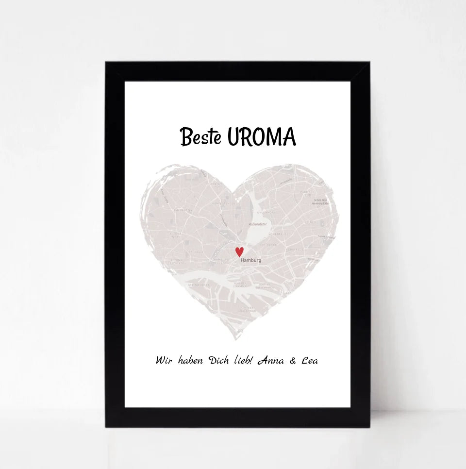 Uroma Stadtkarte Herz Geschenk Poster - Cantty