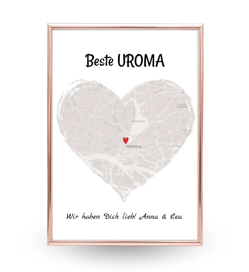 Uroma Stadtkarte Herz Geschenk Poster - Cantty