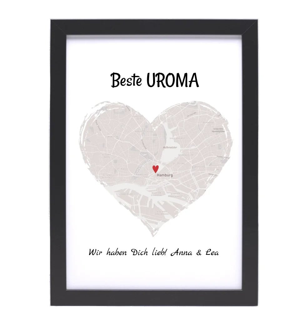 Uroma Stadtkarte Herz Geschenk Poster - Cantty