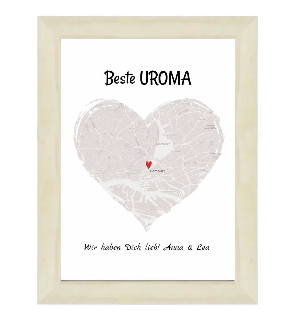 Uroma Stadtkarte Herz Geschenk Poster - Cantty