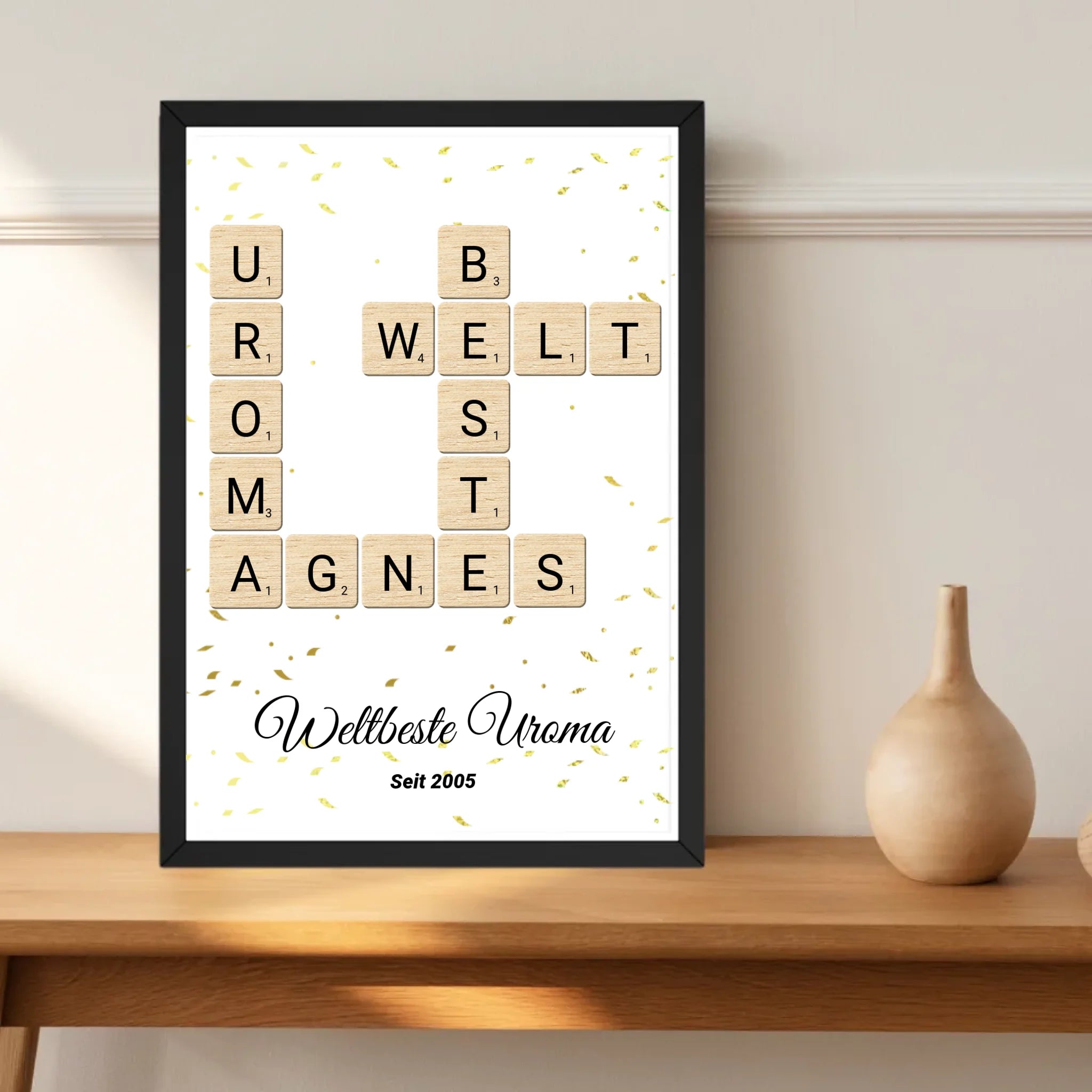 Uroma Weihnachten Geschenk Scrabble Wort Poster personalisierbar - Cantty