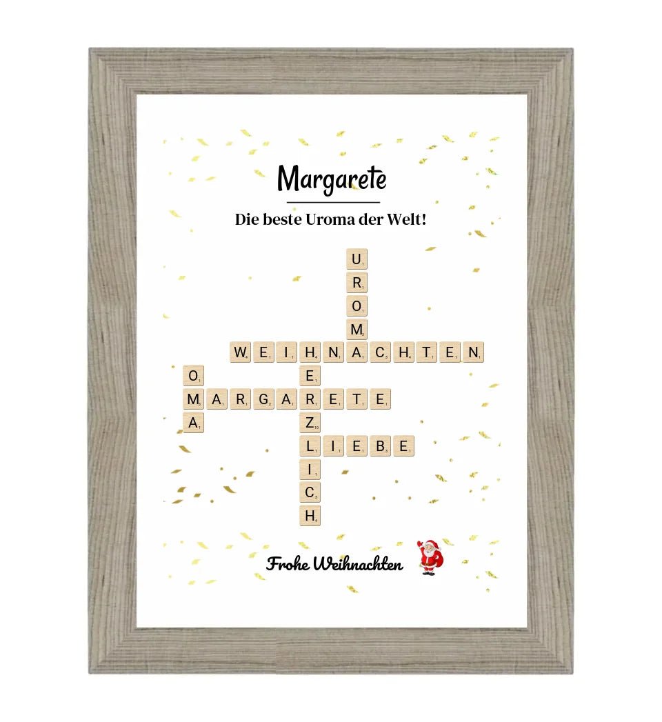 Uroma Weihnachtsgeschenk Bild Scrabble Style personalisierbar - Cantty