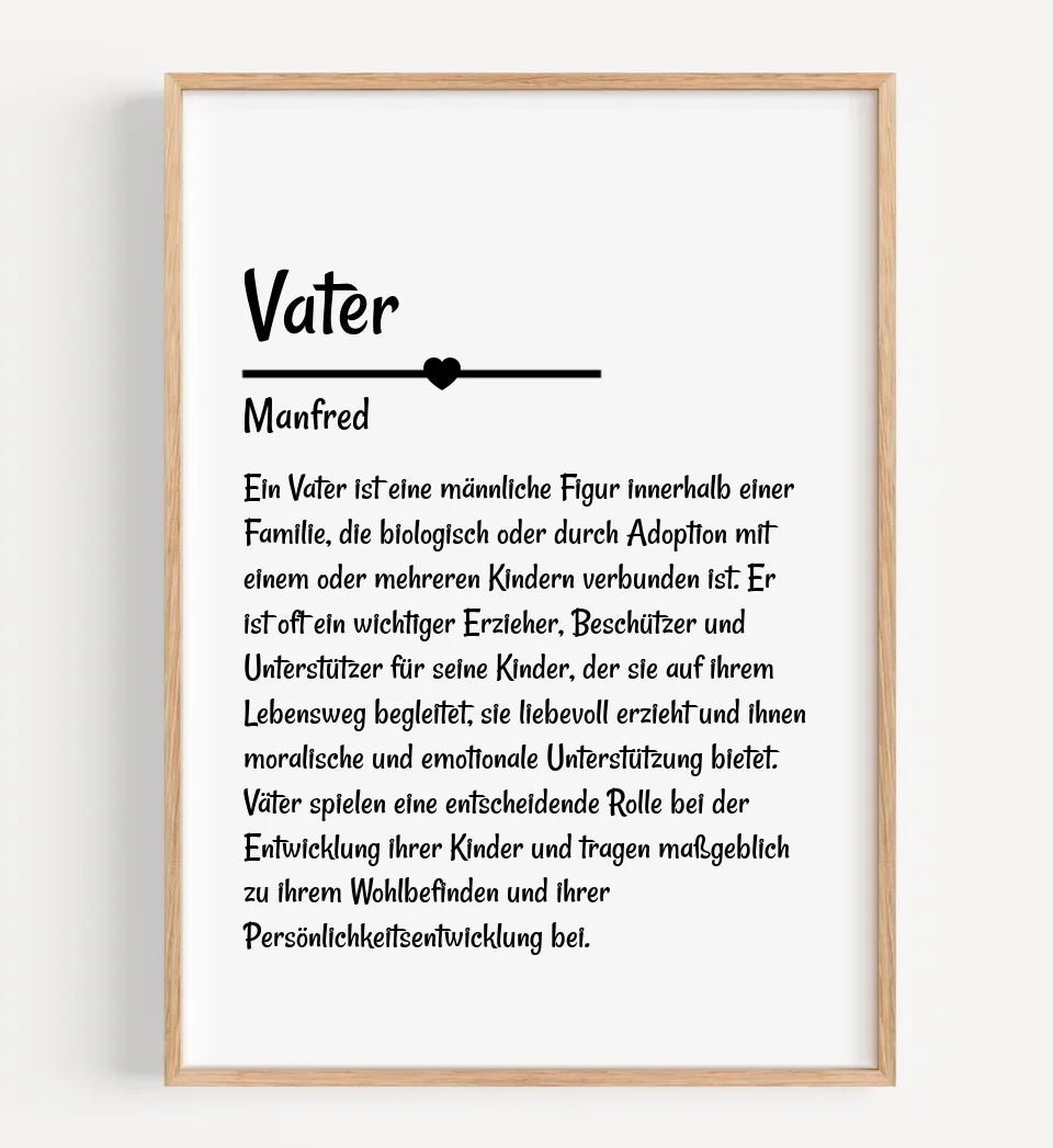 Vater Definition Poster Geschenk personalisiert - Cantty