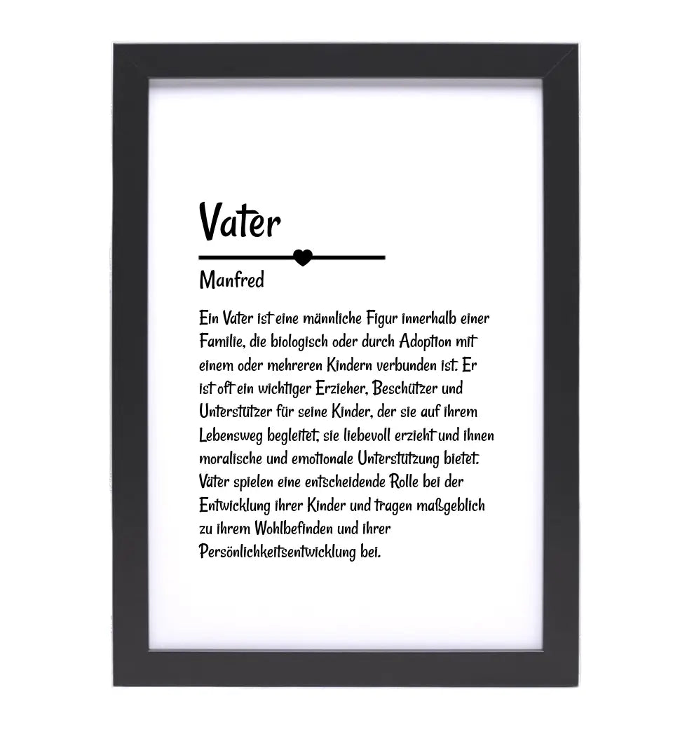 Vater Definition Poster Geschenk personalisiert - Cantty