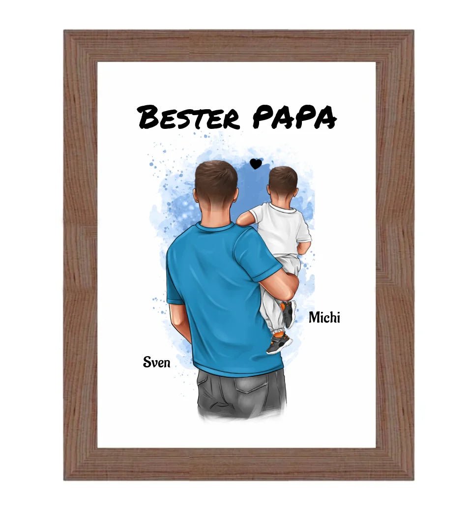 Vater und kleiner Sohn Poster Geschenk personalisiert - Cantty