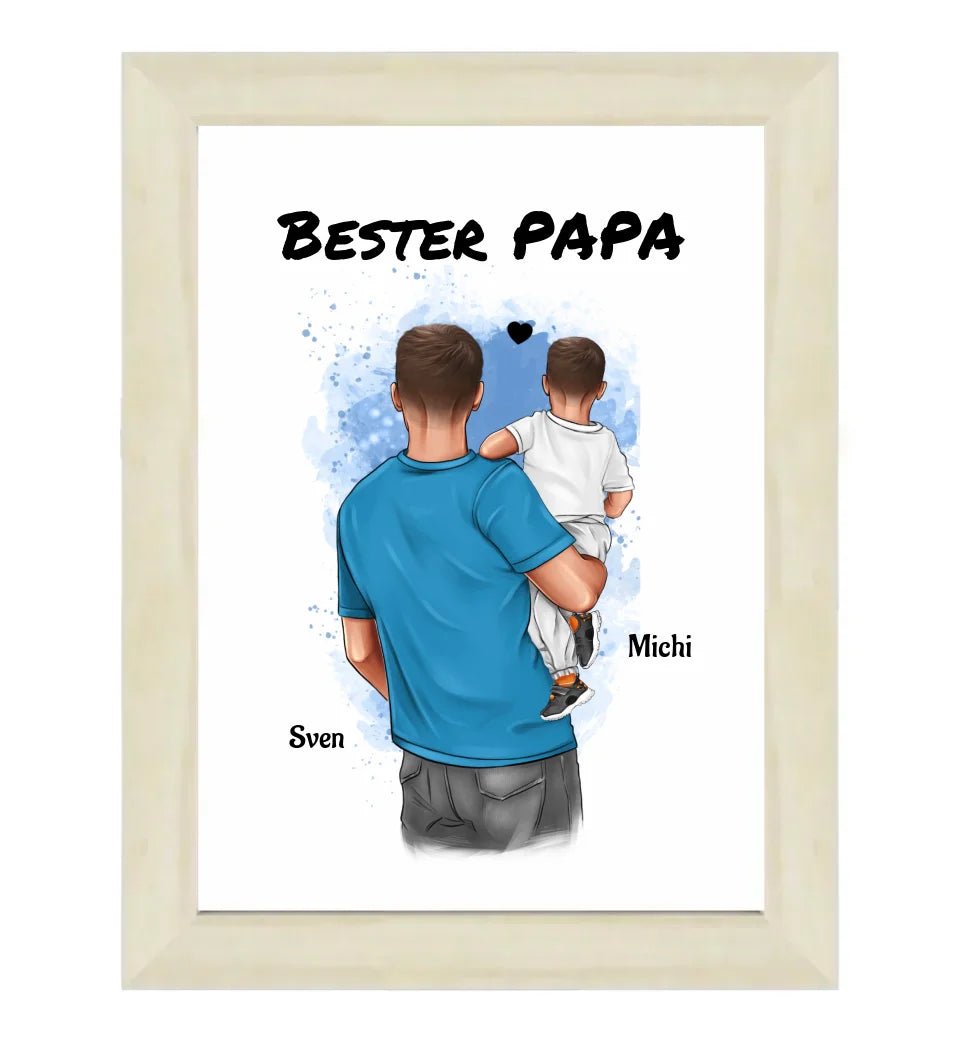 Vater und kleiner Sohn Poster Geschenk personalisiert - Cantty