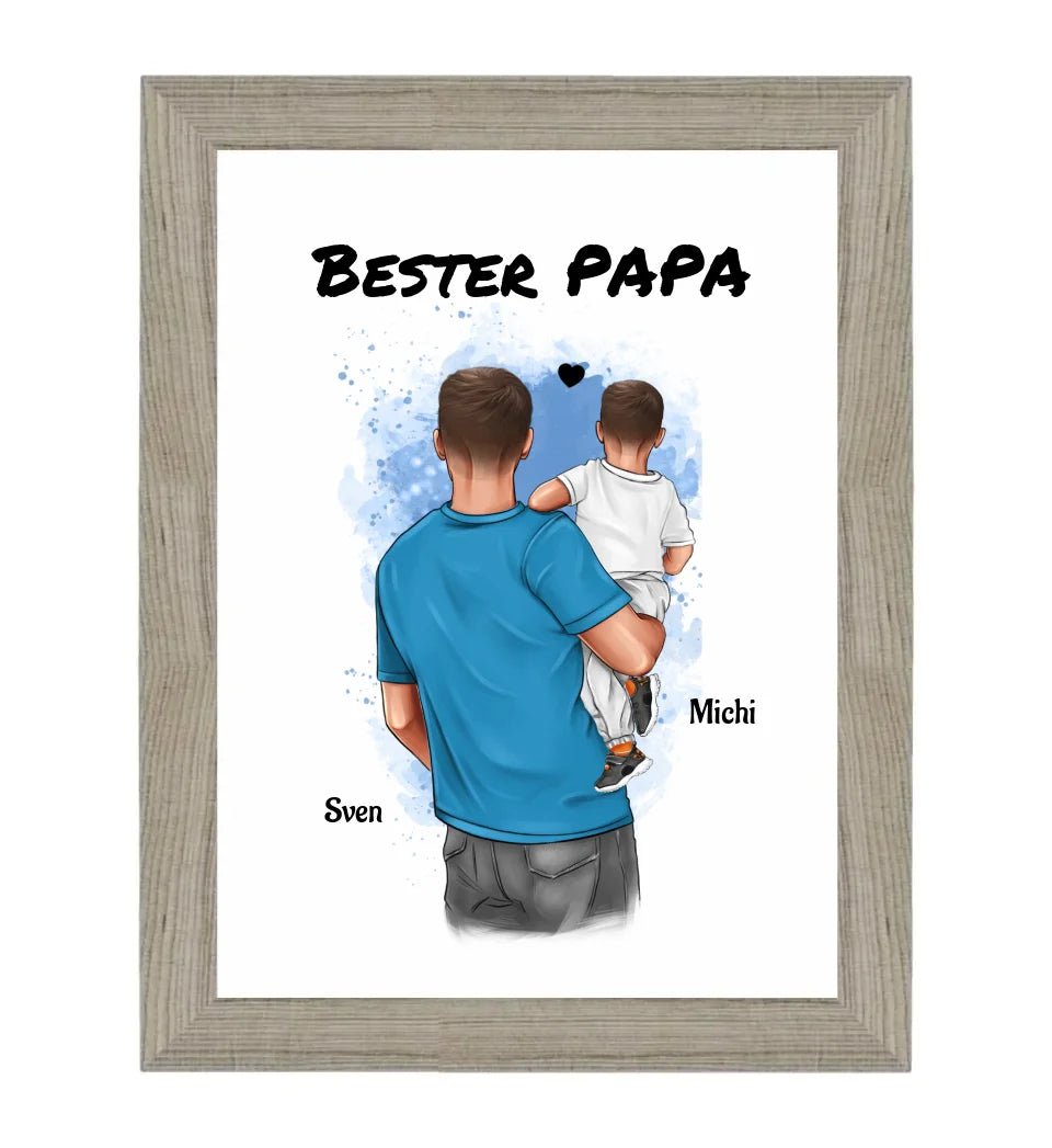 Vater und kleiner Sohn Poster Geschenk personalisiert - Cantty