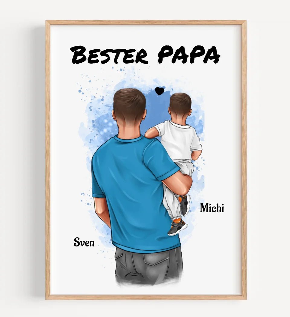 Vater und kleiner Sohn Poster Geschenk personalisiert - Cantty