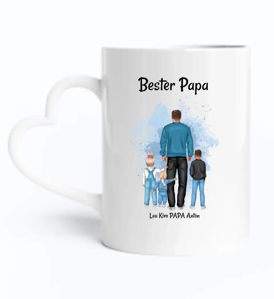 Vatertagsgeschenk Papa & bis 3 Kinder Tasse personalisiert, Geschenk zum Vatertag für besten Papa von Kinder - Cantty