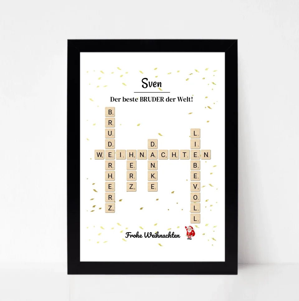 Weihnachtsgeschenk Bruder Poster Scrabble Design - Cantty