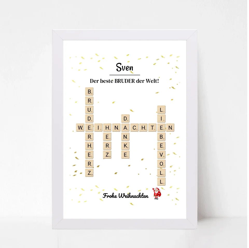 Weihnachtsgeschenk Bruder Poster Scrabble Design - Cantty