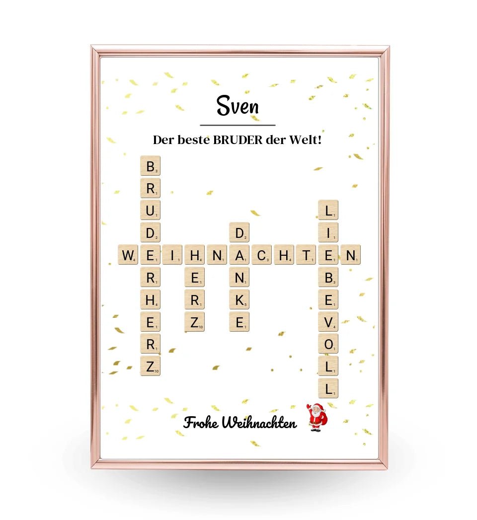 Weihnachtsgeschenk Bruder Poster Scrabble Design - Cantty