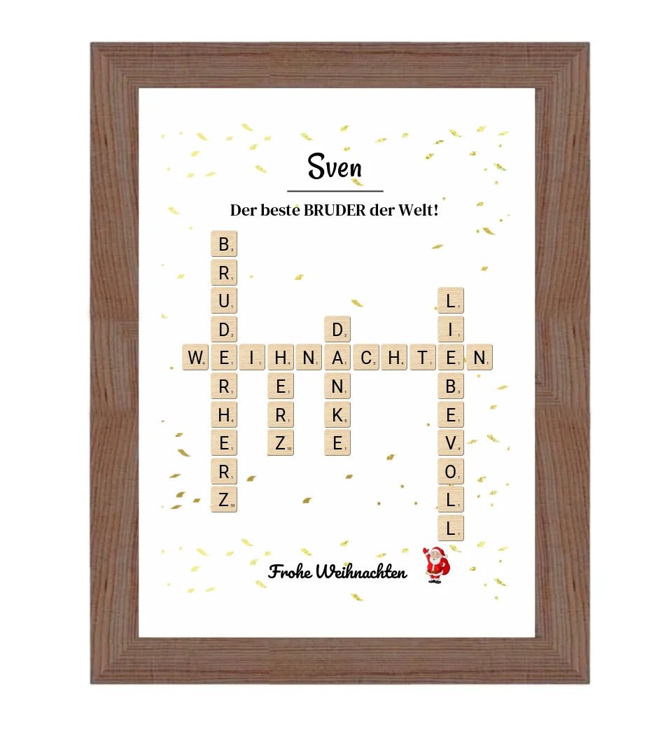 Weihnachtsgeschenk Bruder Poster Scrabble Design - Cantty