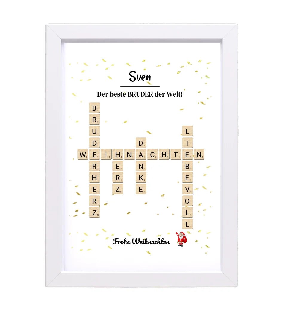 Weihnachtsgeschenk Bruder Poster Scrabble Design - Cantty