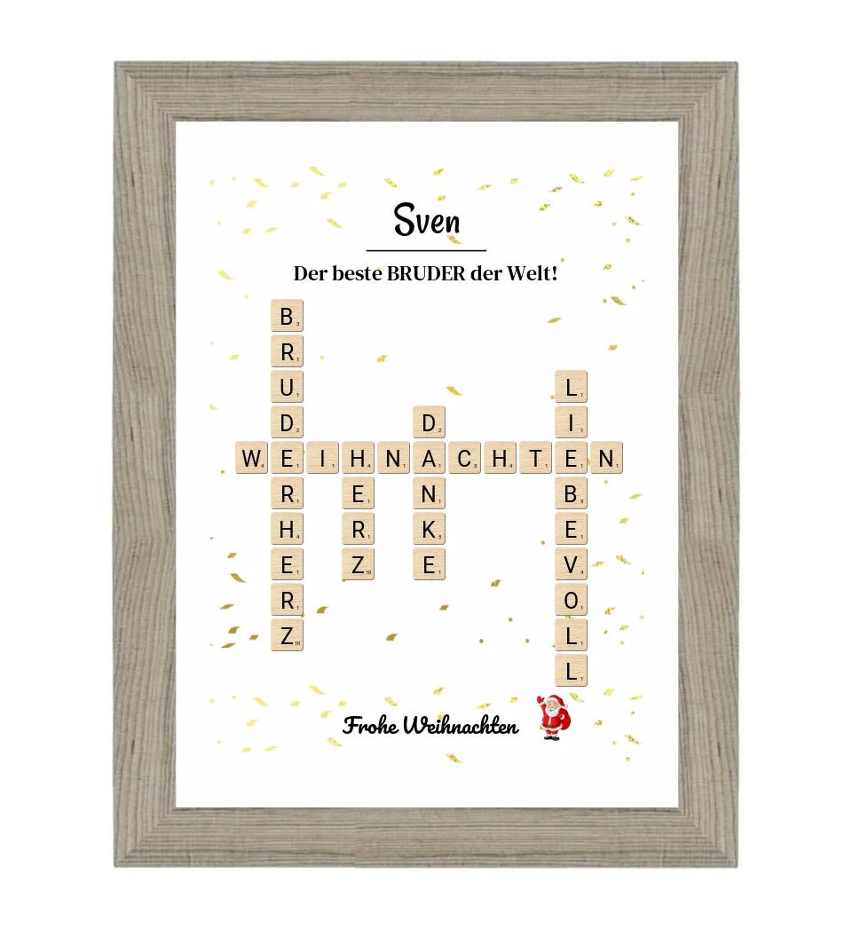 Weihnachtsgeschenk Bruder Poster Scrabble Design - Cantty