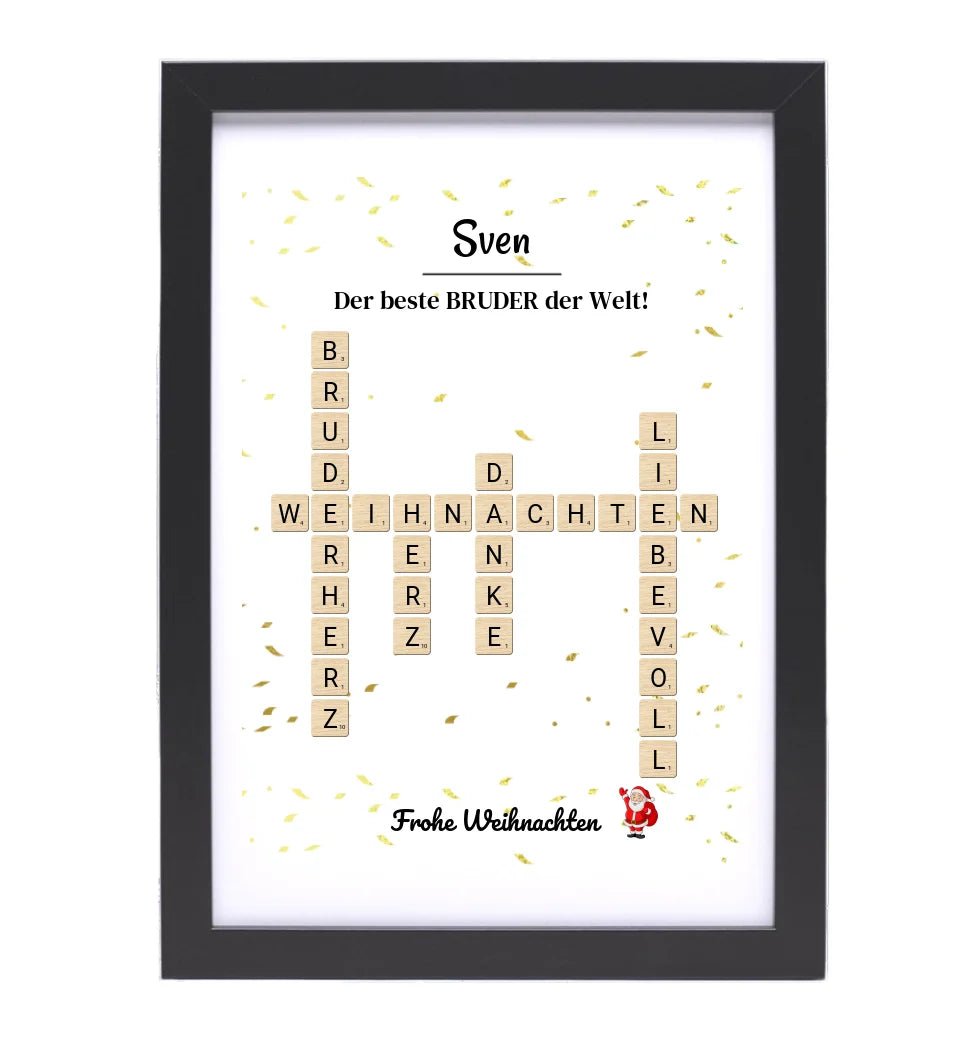 Weihnachtsgeschenk Bruder Poster Scrabble Design - Cantty