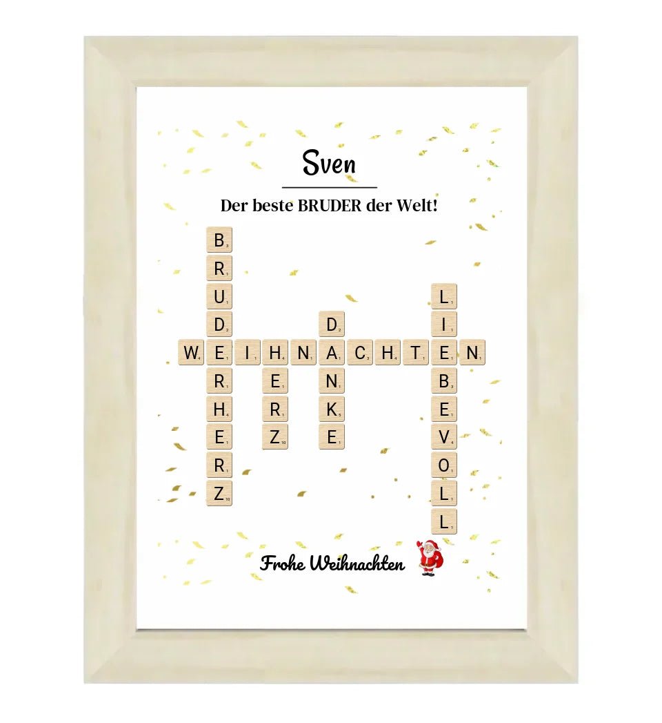 Weihnachtsgeschenk Bruder Poster Scrabble Design - Cantty