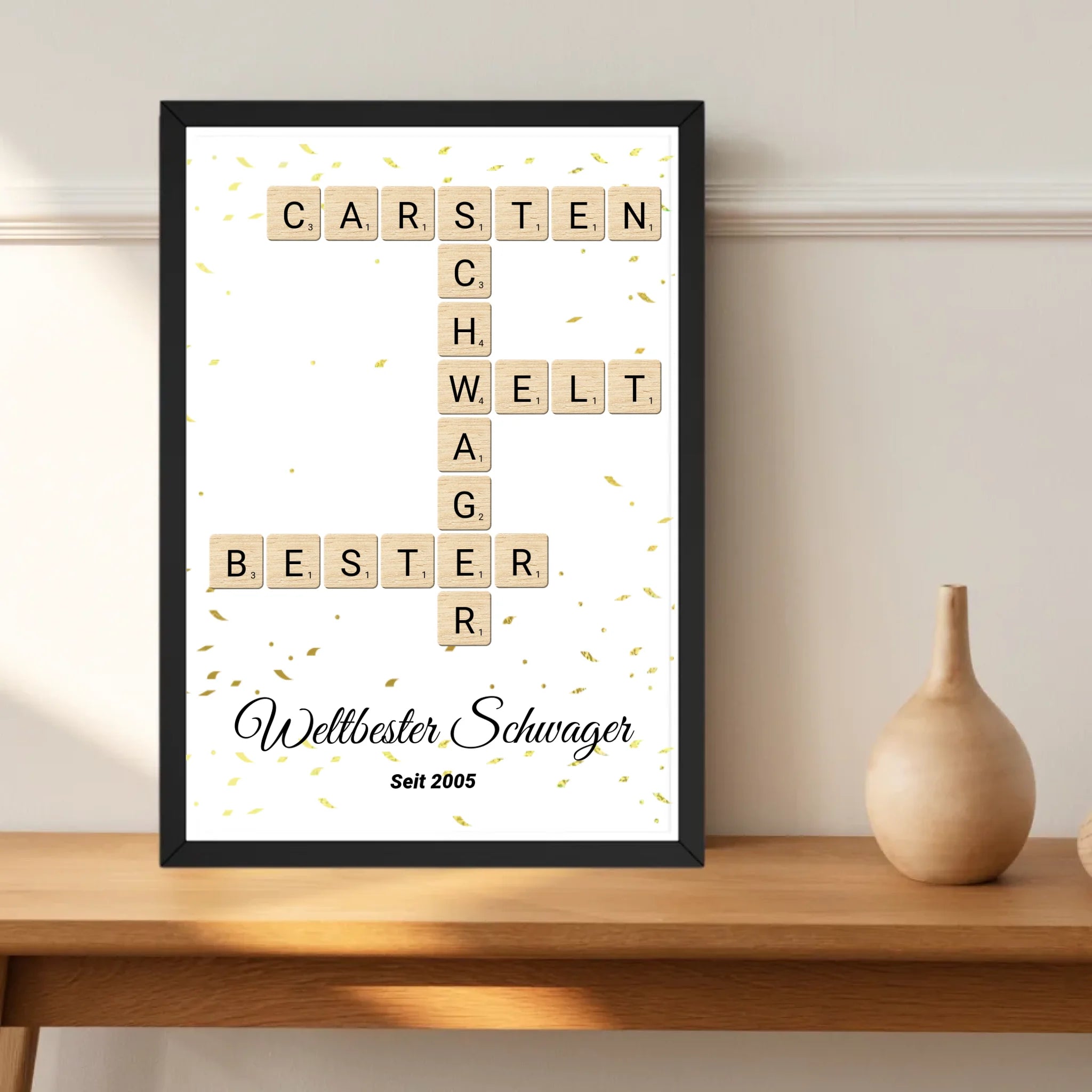 Weihnachtsgeschenk für Schwager Scrabble Wort Poster personalisierbar - Cantty