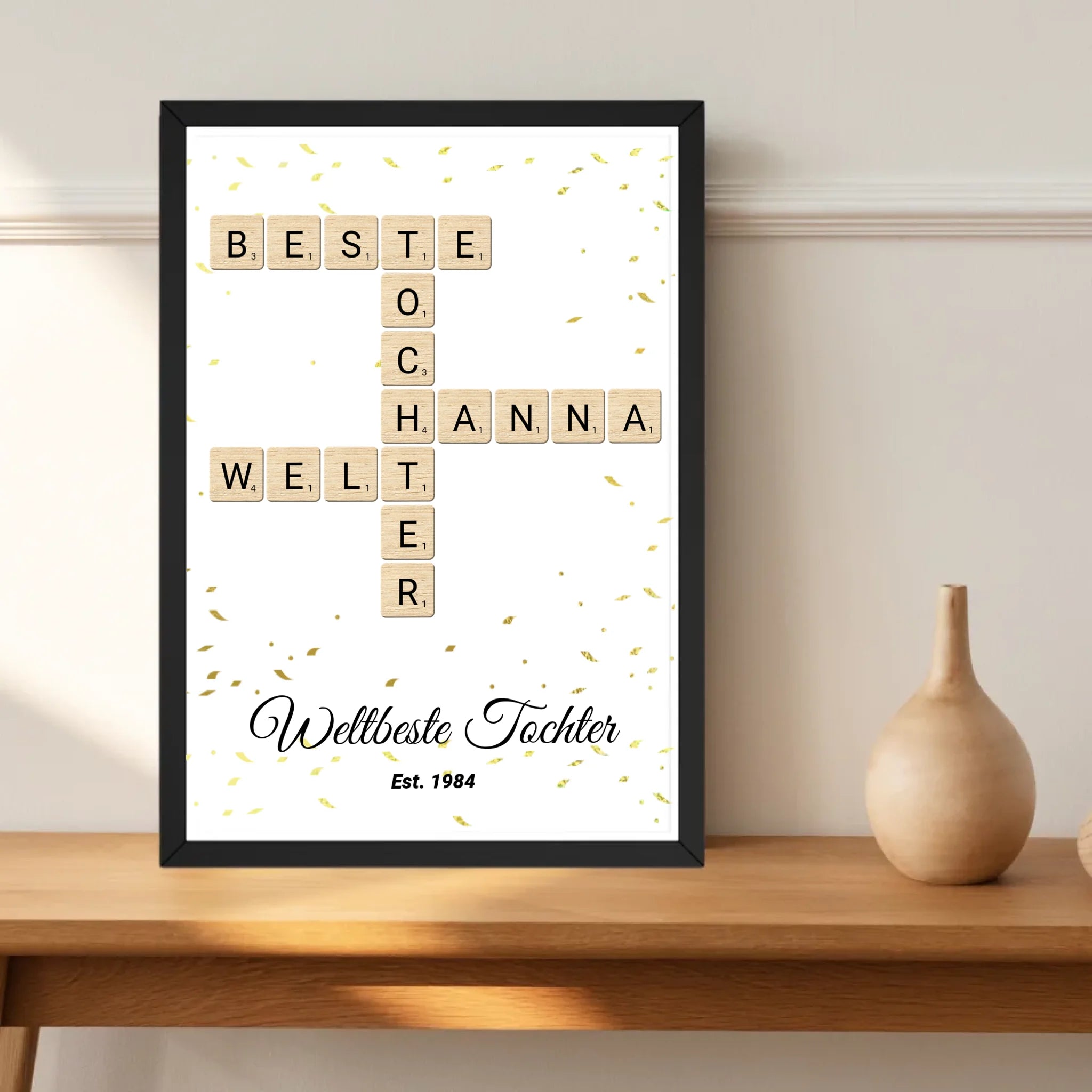 Weihnachtsgeschenk für Tochter Scrabble Wort Poster personalisierbar - Cantty