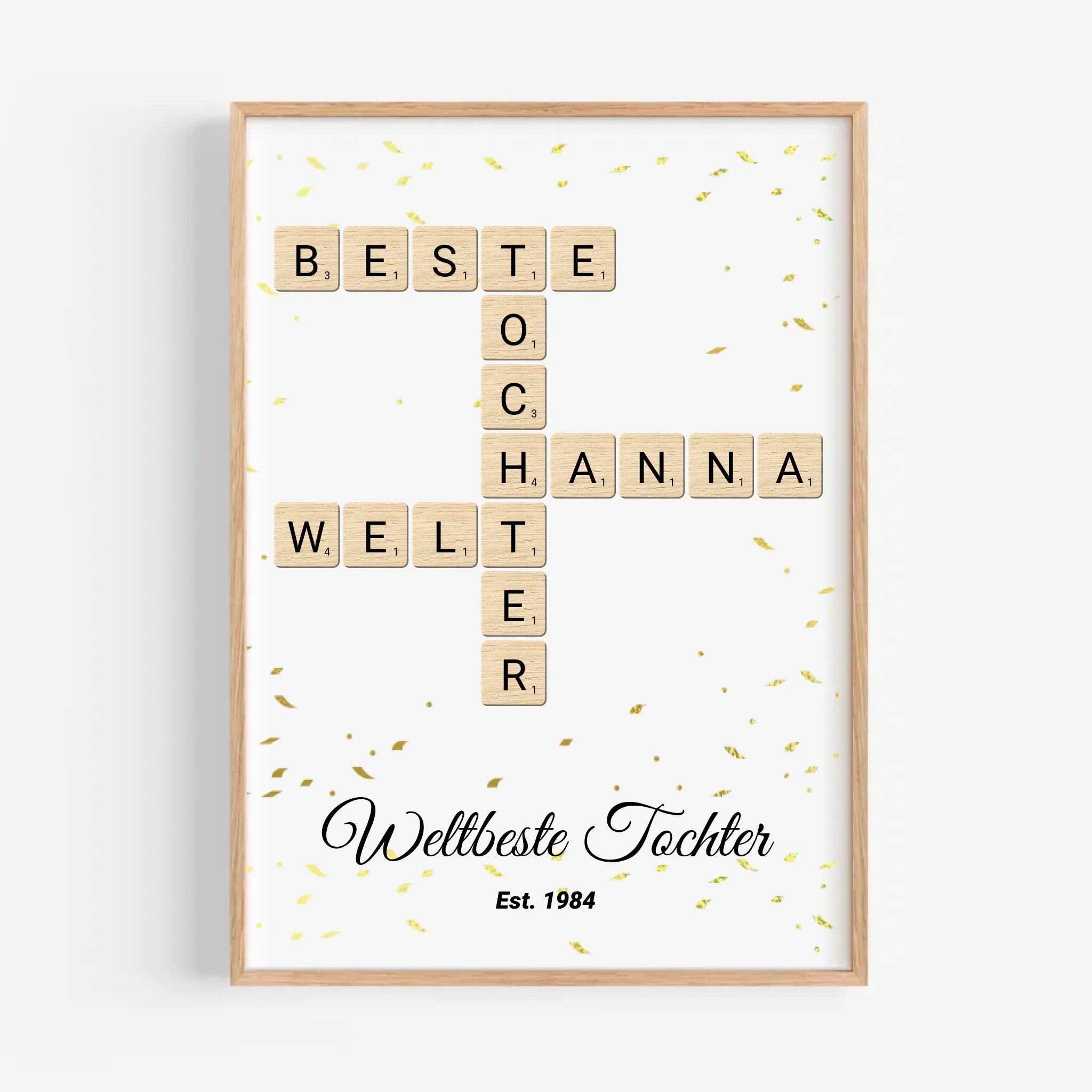 Weihnachtsgeschenk für Tochter Scrabble Wort Poster personalisierbar - Cantty