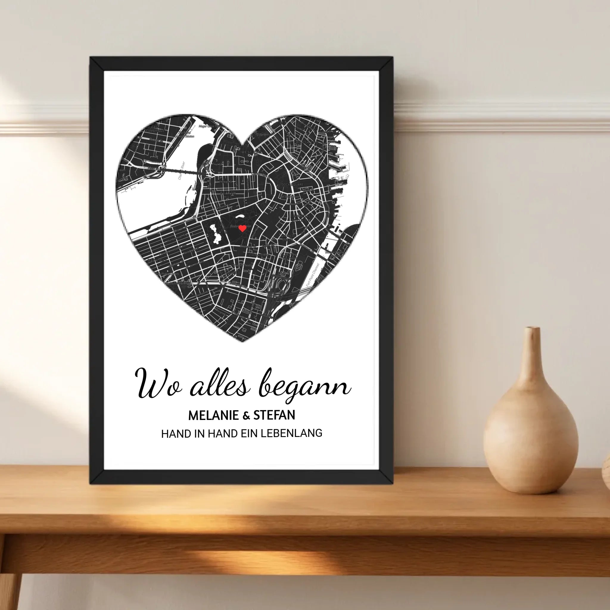 Wo alles begann Herz Poster mit Rahmen oder zum ausdrucken download - Cantty