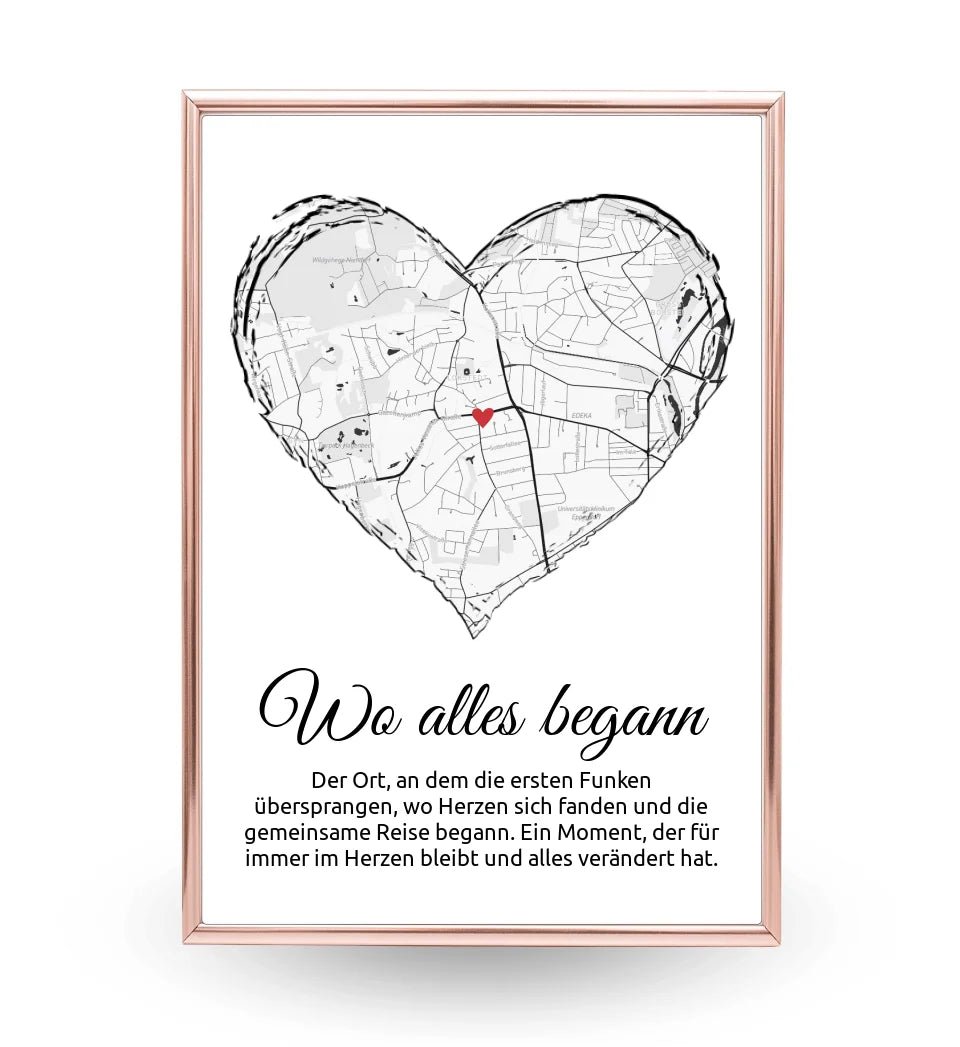 Wo alles begann Stadtkarte Poster Geschenk für Paare zum Jahrestag - Cantty