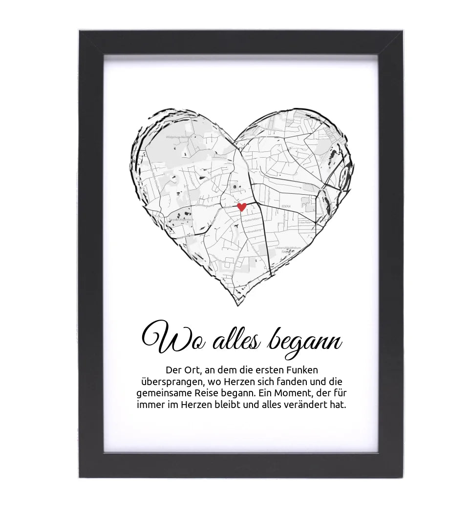 Wo alles begann Stadtkarte Poster Geschenk für Paare zum Jahrestag - Cantty