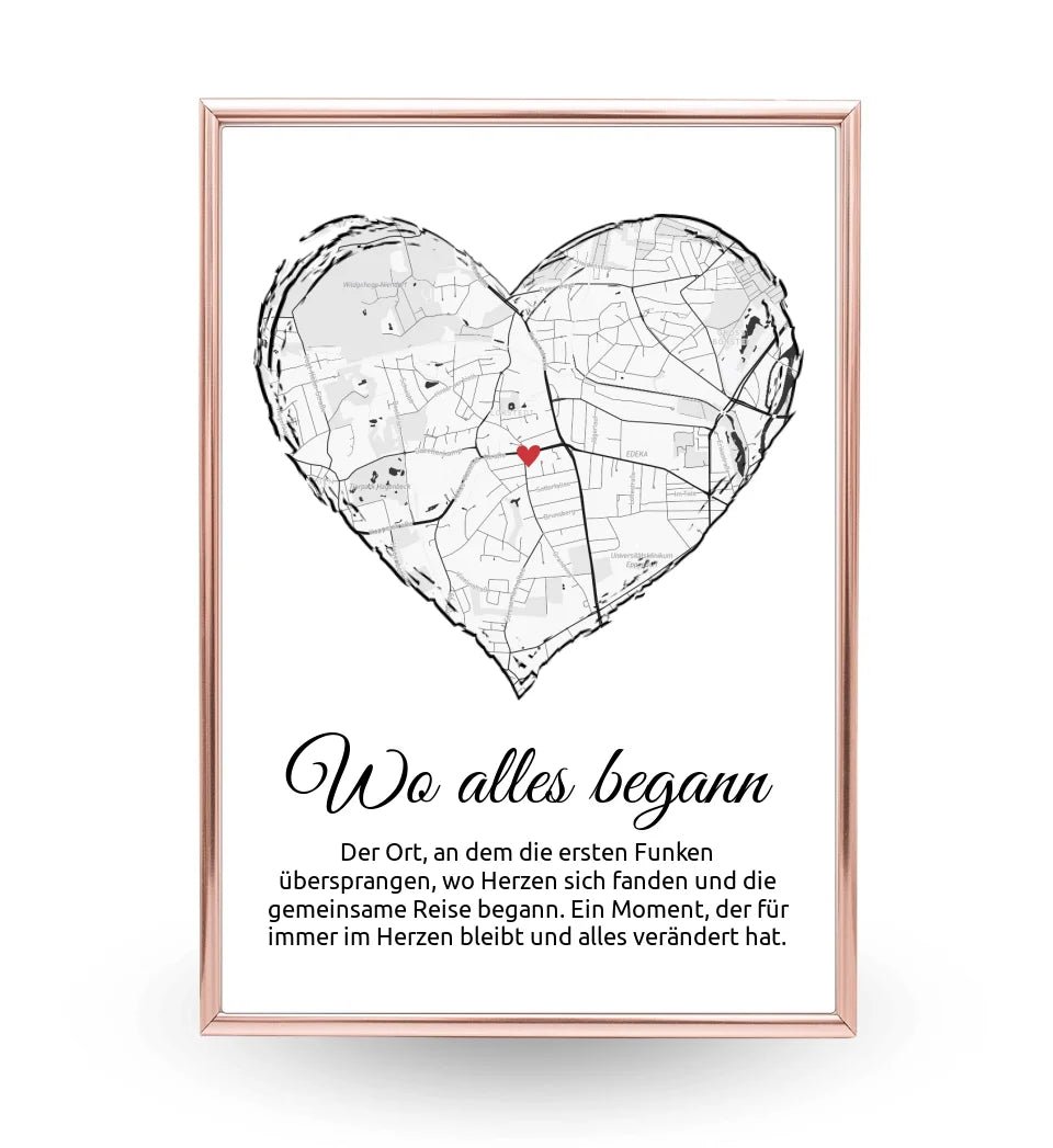 Wo alles begann Stadtkarte Poster Geschenk für Paare zum Jahrestag - Cantty