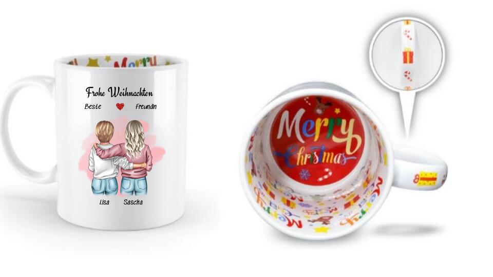 Beste Freundin Kaffeetasse Weihnachten personalisiert - Cantty