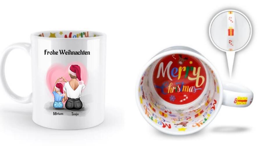 Patenkind Mädchen & Patentante Weihnachtstasse personalisiert - Cantty